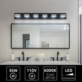 LED Modern Black Vanity Lights, 6-Lights Acrylic Matte Black Bathroom Vanity Lights Over Mirror - V.I.P Digital Presence