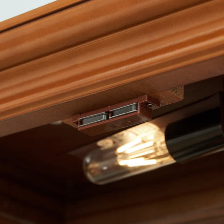 Lighting Curio Diapali cabinet with adjustable shelves, mirror back panel, tempered glass door (without light bulb), walnut wood - V.I.P Digital Presence