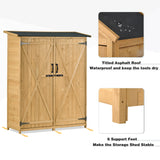 Outdoor 5.3ft Hx4.6ft L Wood Storage Shed Tool Organizer,Garden Shed, Storage Cabinet with Waterproof Asphalt Roof Natural - V.I.P Digital Presence