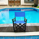 Folding Chair Wooden Director Chair Canvas Folding Chair Folding Chair 2pcs/set populus + Canvas (Color : Blue) - V.I.P Digital Presence