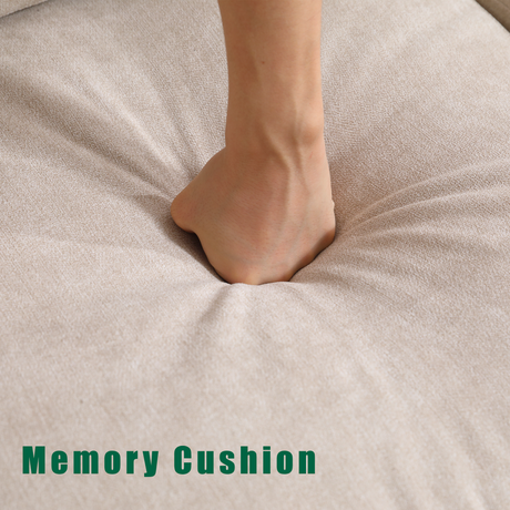 Convertible Sectional Sofa with Storage,L-shaped sofa,Four-seater sofa,Modern Linen Fabric Sectional Couches Beige - V.I.P Digital Presence