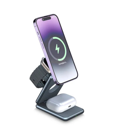 Alloy folding Magsafe15W magnetic wireless fast charging mobile phone earphone watch three-in-one folding wireless  charger - V.I.P Digital Presence