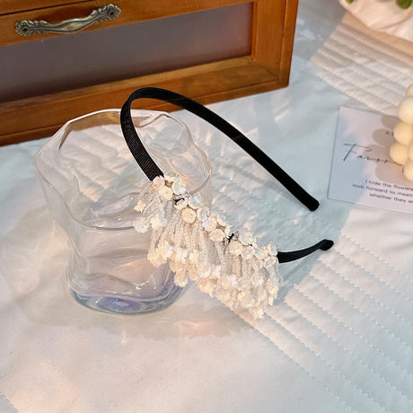 Handmade rice bead tassel flower side hair hoop for women - V.I.P Digital Presence