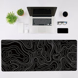1 alfombrilla de ratón para juegos, alfombrilla de teclado grande de 31,5 x 11,8 pulgadas, alfombrilla de ratón topográfica en blanco y negro para teclado con antideslizante