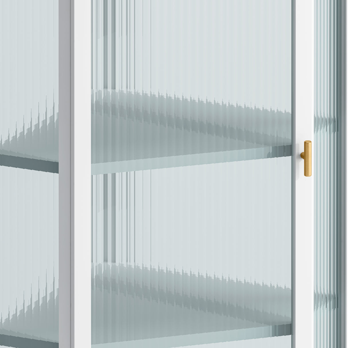 Glass Door Wall Mounted Corner Cabinet with Featuring Four-tier Storage  White