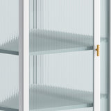 Glass Door Wall Mounted Corner Cabinet with Featuring Four-tier Storage  White