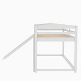 Twin over Twin Bunk Bed with Convertible Slide and Ladder   White