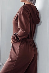 Full Size Drawstring Long Sleeve Jumpsuit - V.I.P Digital Presence