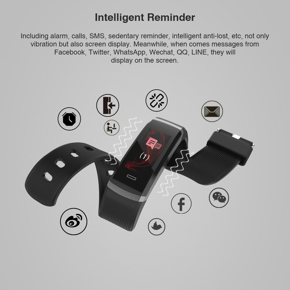 Reloj inteligente deportivo GT101, resistente al agua, con pantalla a color, monitor de actividad física, monitor de ritmo cardíaco, recordatorio de llamadas, para hombres y mujeres.