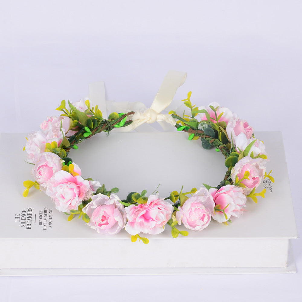 Flower garland super fairy bridal headpiece handmade simulation flower fairy headpiece wedding photography hair accessory - V.I.P Digital Presence