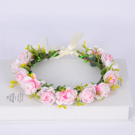 Flower garland super fairy bridal headpiece handmade simulation flower fairy headpiece wedding photography hair accessory - V.I.P Digital Presence