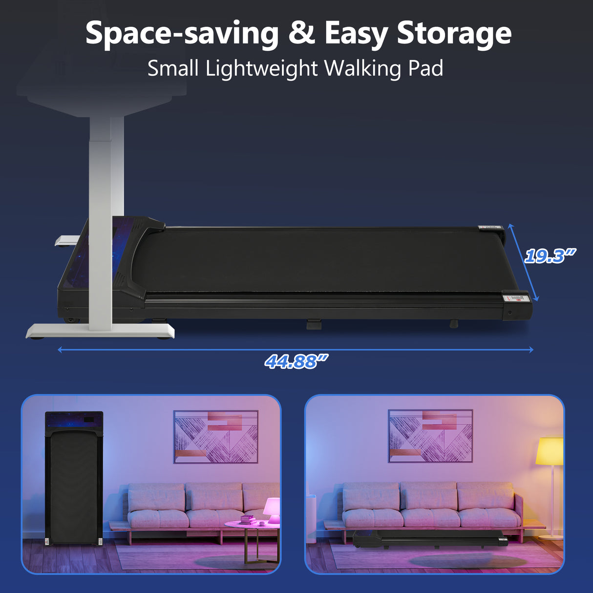 New 8.10 Walking Pad Under Home Desktop Treadmill -2.5HP Walking Treadmill 0.6-4MPH 300LBS Capacity Remote Control Battery - V.I.P Digital Presence