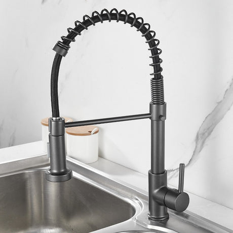 All copper spring faucet, kitchen sink with rotatable pull-out paint, black and gold dots - V.I.P Digital Presence