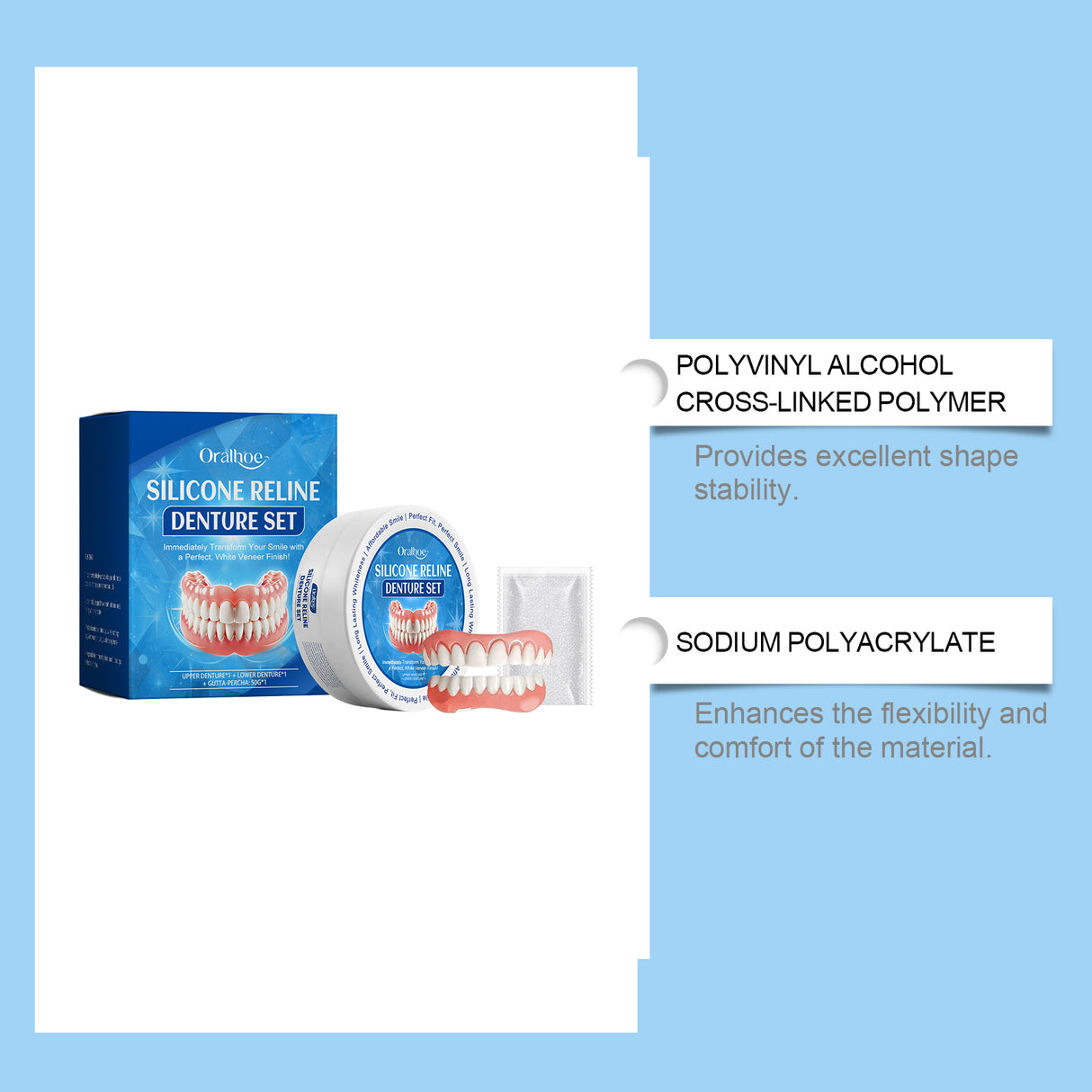 Cosmetic Denture Set, Improve Smile Comfort Cosmetic Dental Crevices Care Set - V.I.P Digital Presence