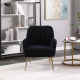 Modern Mid Century Chair velvet Sherpa Armchair for Living Room Bedroom Office Easy Assemble(NAVY) - V.I.P Digital Presence
