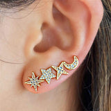 S925 Small Ins 4 Piece Set Star Octagonal Star Four Point Star Moon Earring Set - V.I.P Digital Presence