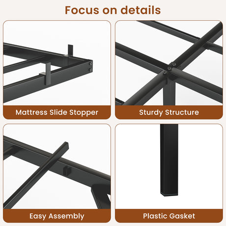 Floating Bed Frame King Size with LED Lights ＆ charging station, Metal Platform Queen Bed, 79.9'' L x 76.2'' W x 7.9'' H. - V.I.P Digital Presence