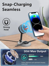 Magnetic wireless charger 3-in-1 adjustable folding wireless charger suitable for Apple phones watches headphones - V.I.P Digital Presence