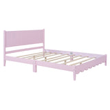 Queen Size Wood Platform Bed Frame, Retro Style Bed with Rectangular Headboard,No Need Box Spring,Pink - V.I.P Digital Presence