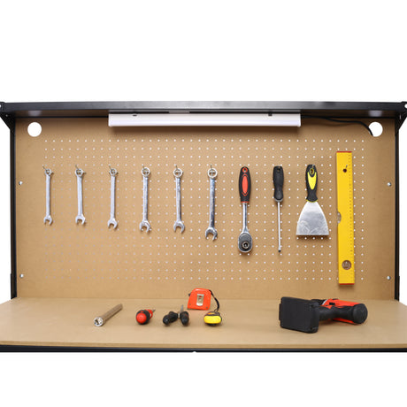 Steel Workbench Tool Storage Work Bench Workshop Tools Table W/Drawer and Peg Board ,4xAC outlets 2xUSB Ports - V.I.P Digital Presence