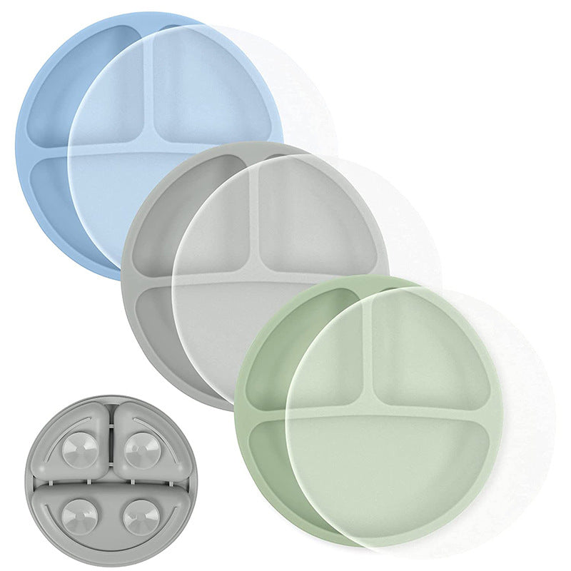 Children's Silicone Dinner Plate Infant Feeding Tableware Set Baby's Complementary Food Division Big Suction Cup Smiling Face Silicone Dinner Plate - V.I.P Digital Presence