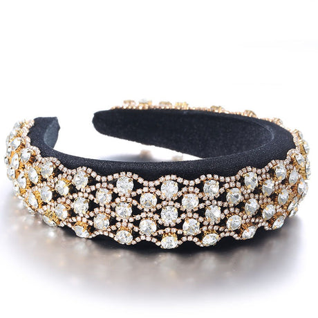 Full inlaid rhinestone fashionable wide edged solid color sponge head hoop - V.I.P Digital Presence