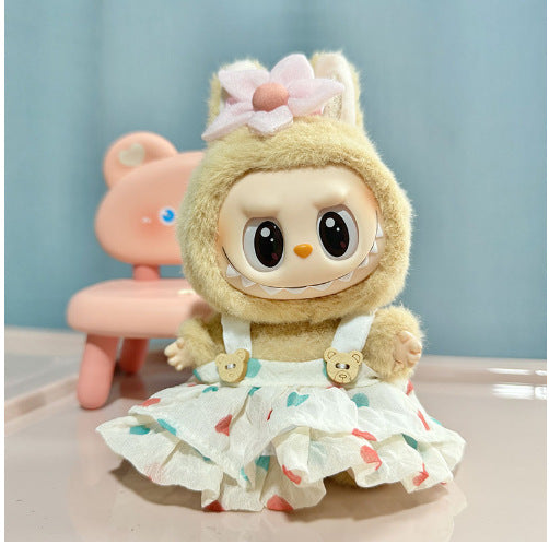 Ropa] Ropa Labubu con colgante de cara de PVC, ropa para muñecas de la serie Labubu Sitting Party