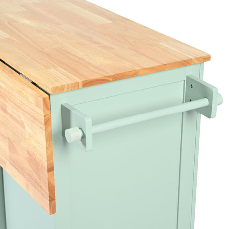 Kitchen trolley, cabinet door internal storage rack with storage cabinet and 3 dining room drawers, mint green - V.I.P Digital Presence