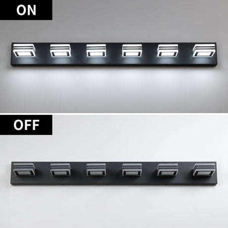 LED Modern Black Vanity Lights, 6-Lights Acrylic Matte Black Bathroom Vanity Lights Over Mirror - V.I.P Digital Presence