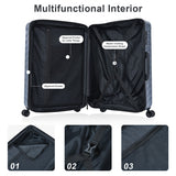 Luggage Sets New Model Expandable ABS+PC 3 Piece Sets with Spinner Wheels Lightweight TSA Lock (20/24/28), STEEL GRAY