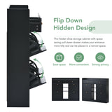 ONTREND modern shoe cabinet with 4 flipped drawers, multifunctional double-layer shoe storage with drawers, black. - V.I.P Digital Presence