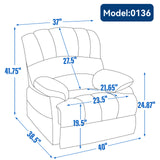 Large Manual Recliner Chair in Fabric for Living Room, Beige - V.I.P Digital Presence