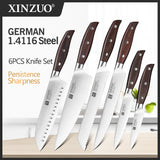 XINZUO Kitchen Tools 6 PCS Kitchen Knife Set of Utility Cleaver Chef Bread Knife High Carbon German Stainless Steel Knives sets - V.I.P Digital Presence