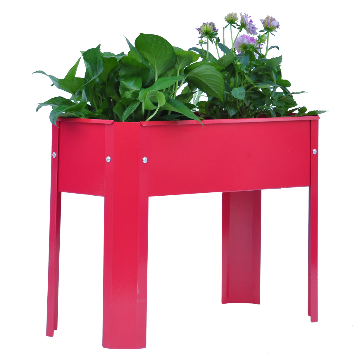 Mini Elevated garden bed, metal elevated outdoor flowerpot box, suitable for backyard and terrace, large flowerpot Red + Steel - V.I.P Digital Presence