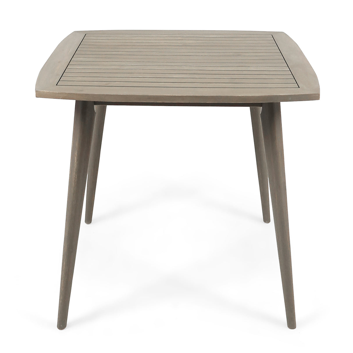 Outdoor Square Acacia Wood Table with Straight Legs, Gray - V.I.P Digital Presence
