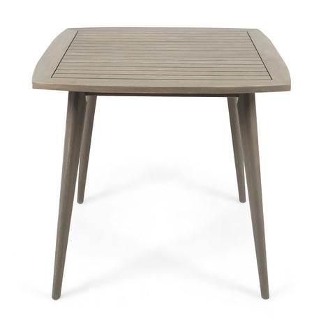 Outdoor Square Acacia Wood Table with Straight Legs, Gray - V.I.P Digital Presence