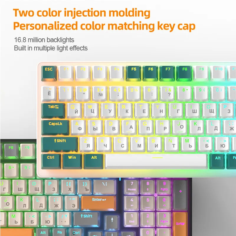 Teclado mecánico inalámbrico K6 5.0 BT 2.4 Ghz con cable, tres modos, retroiluminado, Bluetooth, para gamers, 100 teclas, para PC