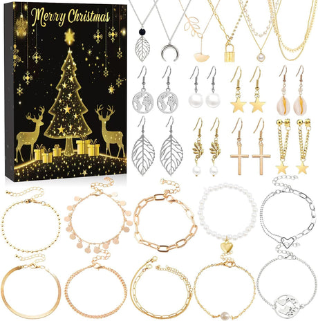 DIY creative children's bracelet jewelry 24-grid calendar Christmas holiday surprise blind box silver set - V.I.P Digital Presence