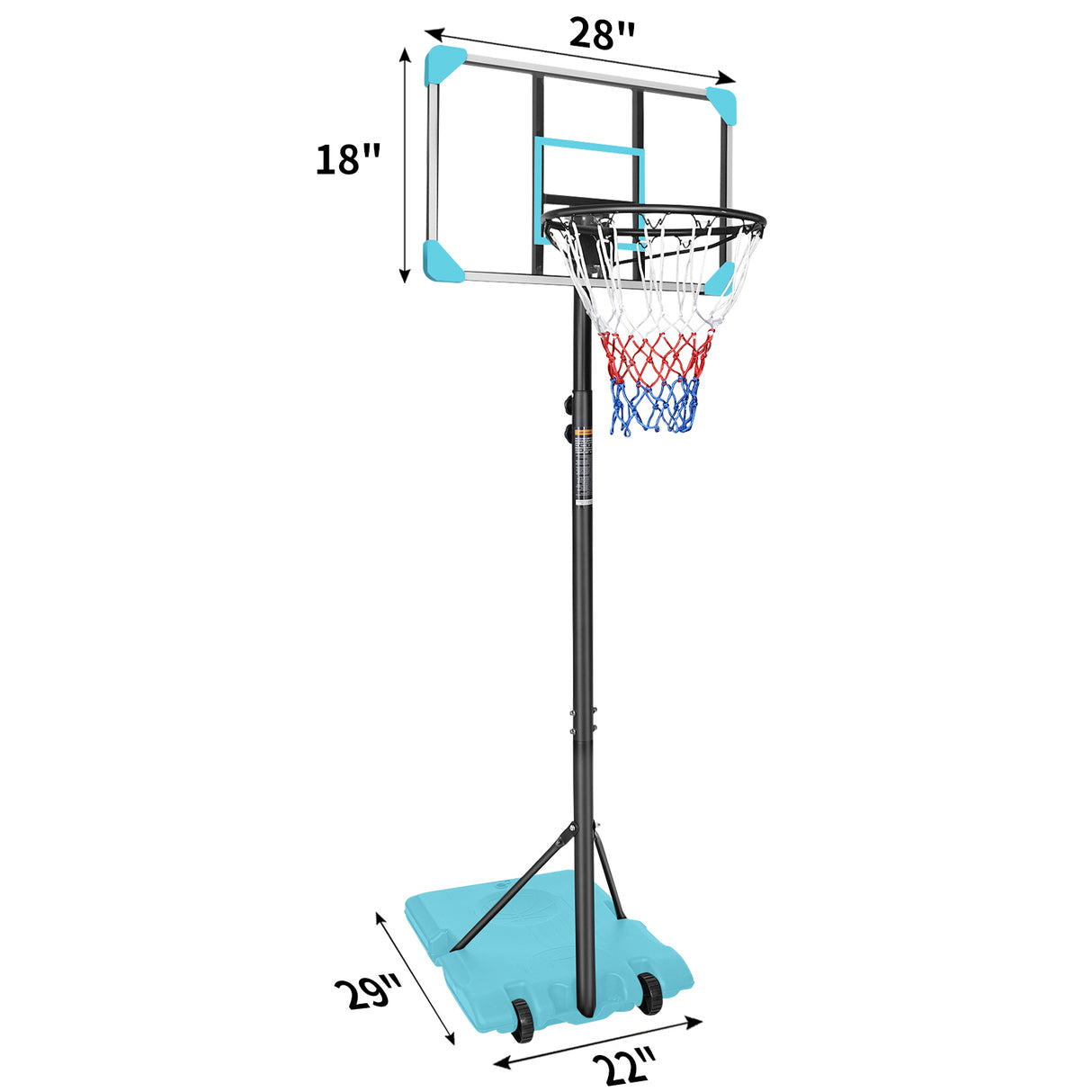 Portable Basketball Goal System with Stable Base and Wheels use for Indoor Outdoor teenagers youth height adjustable - V.I.P Digital Presence