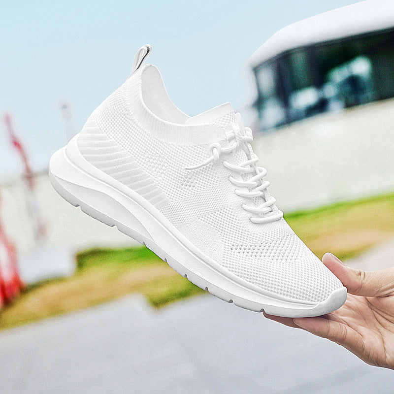 Indoor height increasing sports and leisure shoes for men white invisible height increasing shoes 7CM - V.I.P Digital Presence