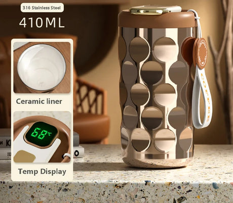 LED temperature display insulated cup 316 stainless steel cup intelligent coffee insulated bottle 410ml vacuum bottle coffee cup - V.I.P Digital Presence