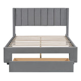 Full Size Storage Bed Velvet Upholstered Platform Bed with a Big Drawer - Gray - V.I.P Digital Presence