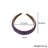 Fashionable double row geometric circular purple rhinestone hairband - V.I.P Digital Presence