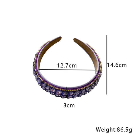 Fashionable double row geometric circular purple rhinestone hairband - V.I.P Digital Presence