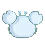 Sub-grid Silicone Sucker Tableware For Baby Cartoon Crab Anti-fall Dinner Plate Infant Kids Supplementary Food Bowl Soft Dishes