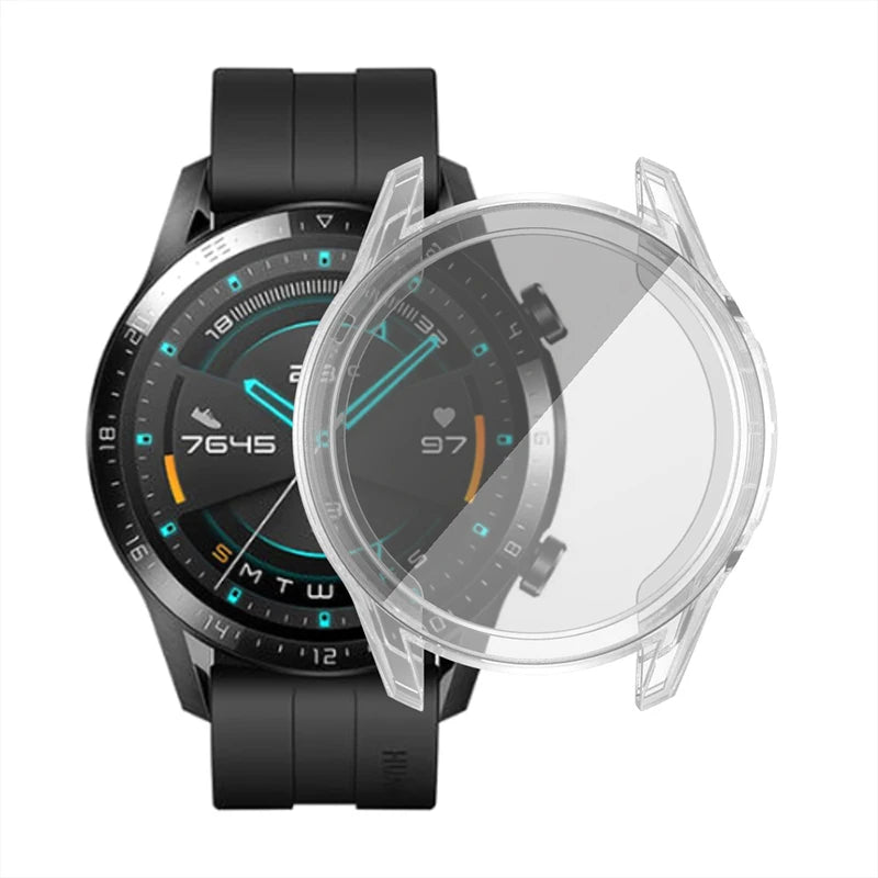 Funda de TPU para Huawei Watch GT 2 de 46 mm, correa para Watch GT/GT2 de 46 mm, protector de pantalla envolvente suave. 