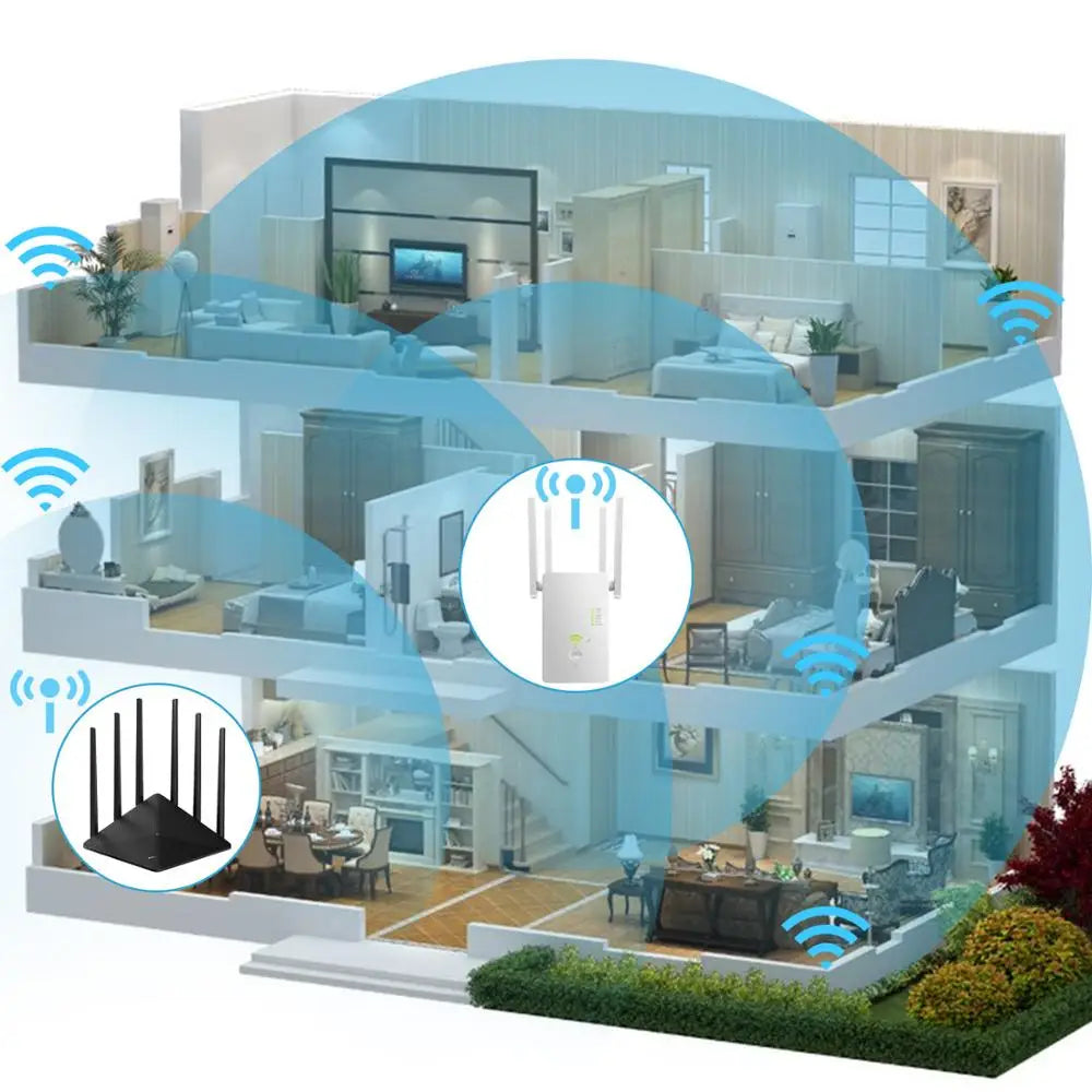 Repetidor WiFi de 5 GHz, banda dual, extensor WiFi inalámbrico de 2,4 G y 5 G, amplificador WiFi de 1200 Mbps, punto de acceso inalámbrico 