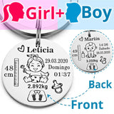 Lovely Personalized Baby Boys Girls Keychain  Name Birth Weight Height For Newborn Commemorate New Mom Dad Gift Keyring P026_C - V.I.P Digital Presence