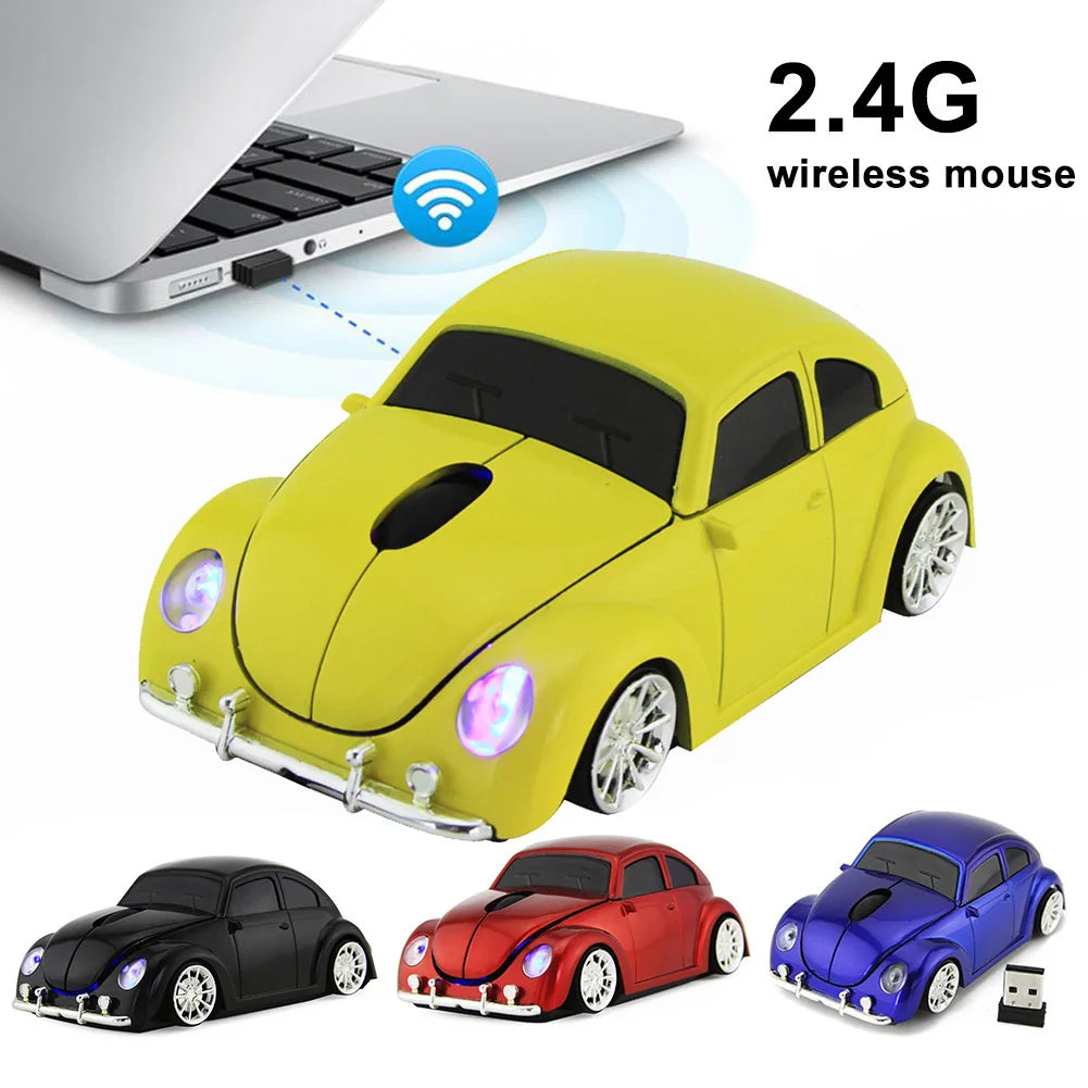 Ratón inalámbrico ergonómico con forma de coche divertido con receptor para PC, portátil, ratón para juegos, mini ratón para coche, ratón para juegos de 2,4 GHz