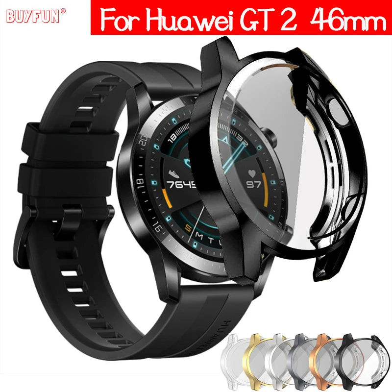 Funda de TPU para Huawei Watch GT 2 de 46 mm, correa para Watch GT/GT2 de 46 mm, protector de pantalla envolvente suave. 